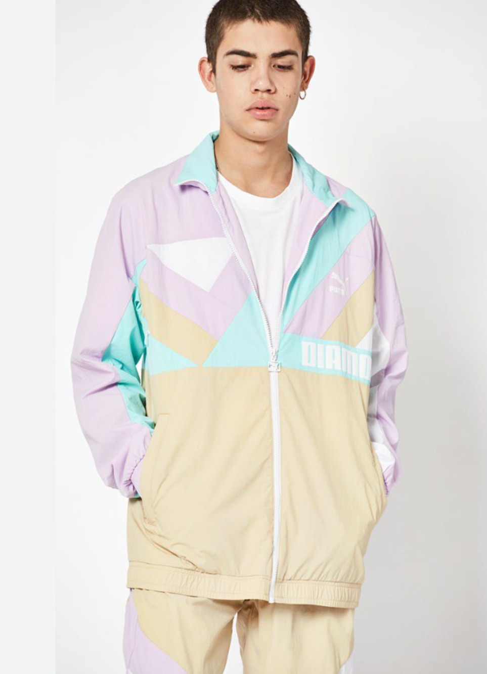 PUMA x Diamond Supply Windbreaker Jacket Mens L Skate Streetwear Retro